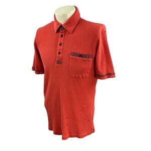 Territory Ahead Men's Waffle Weave Short Sleeve Cotton Orange Polo Shirt Medium